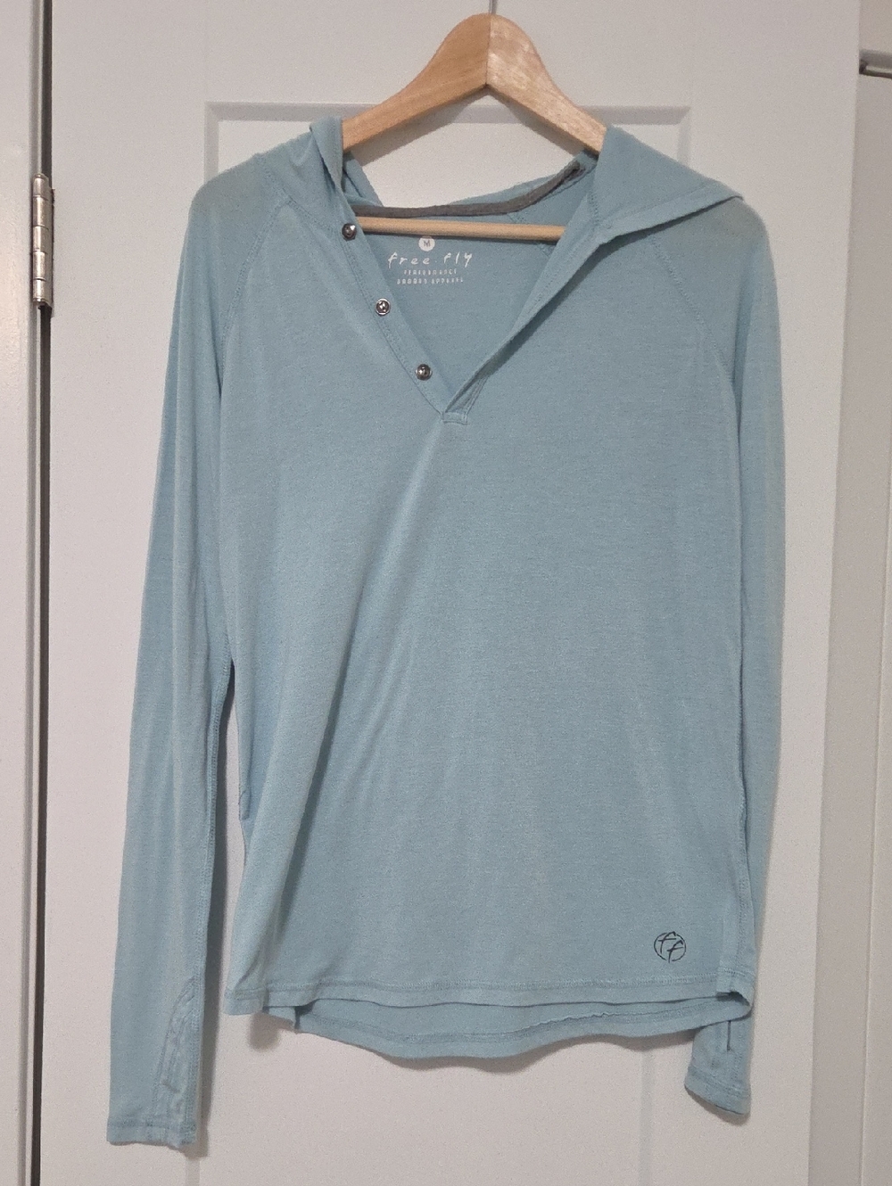 Free Fly Apparel Women's Long Sleeve Hooded Pullover - Light Blue